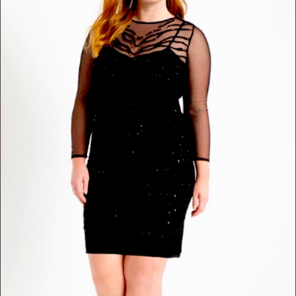 Eloquii-Embellished mesh dress